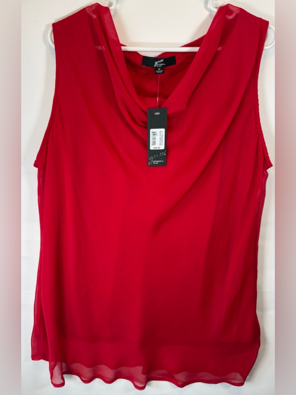 Blouse women’s 1x Red Sleeveless Cowl Neck Camisole office wear to work